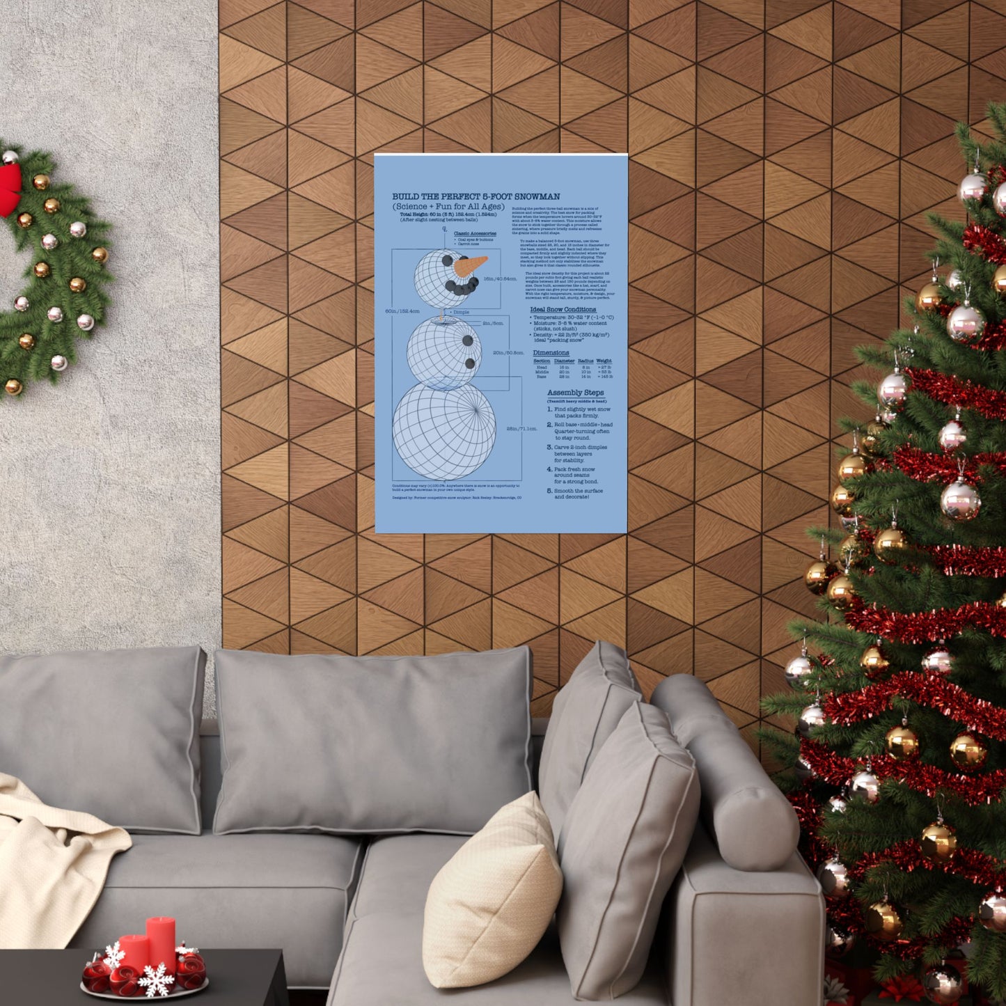 Snowman Building Guide Poster - Fun Science Decor for All Ages