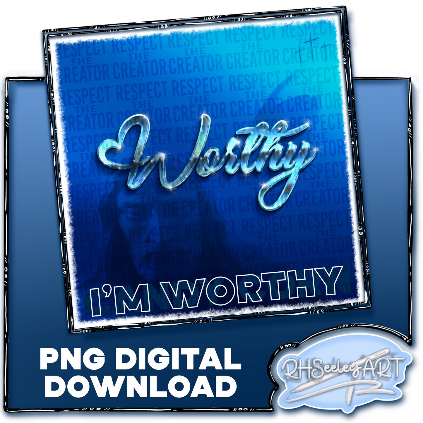 Worthy – Retro Automotive Emblem PNG (Blue)