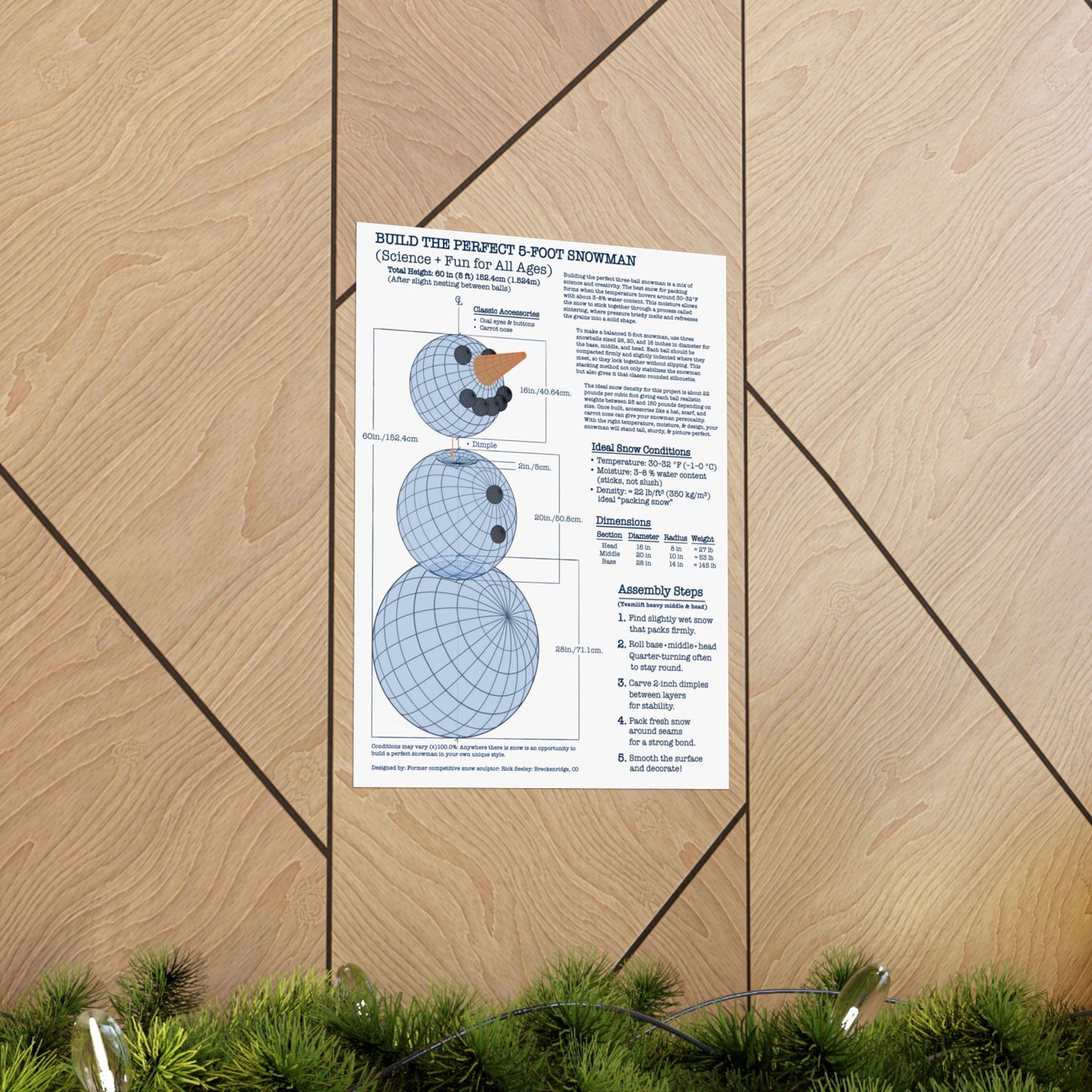 Snowman Building Guide Poster - Fun Science for All Ages