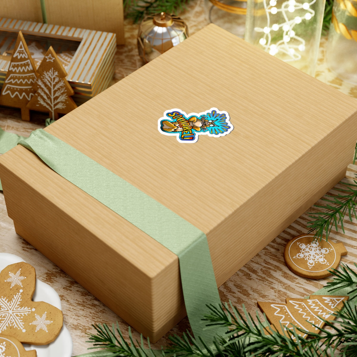 Squirrel! Cartoon Kiss-Cut Sticker — Funny Wildlife Decal