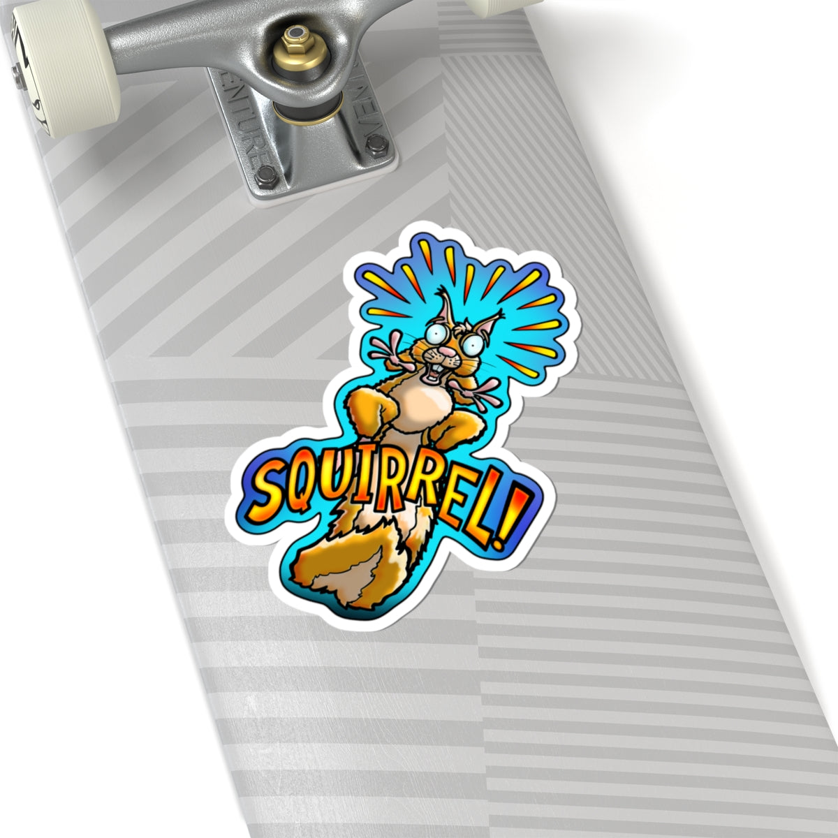 Squirrel! Cartoon Kiss-Cut Sticker — Funny Wildlife Decal