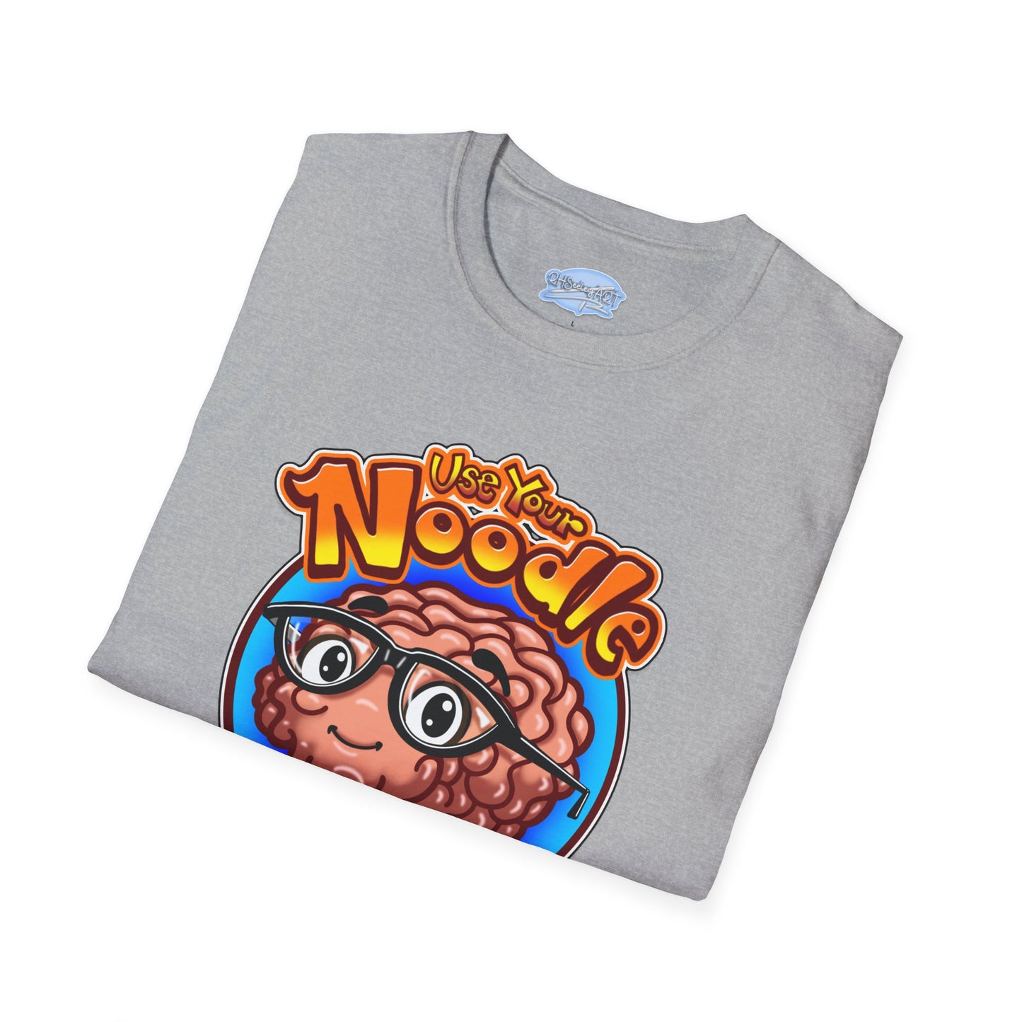 Funny Brain Cartoon T-Shirt — "Use Your Noodle Before You Google"