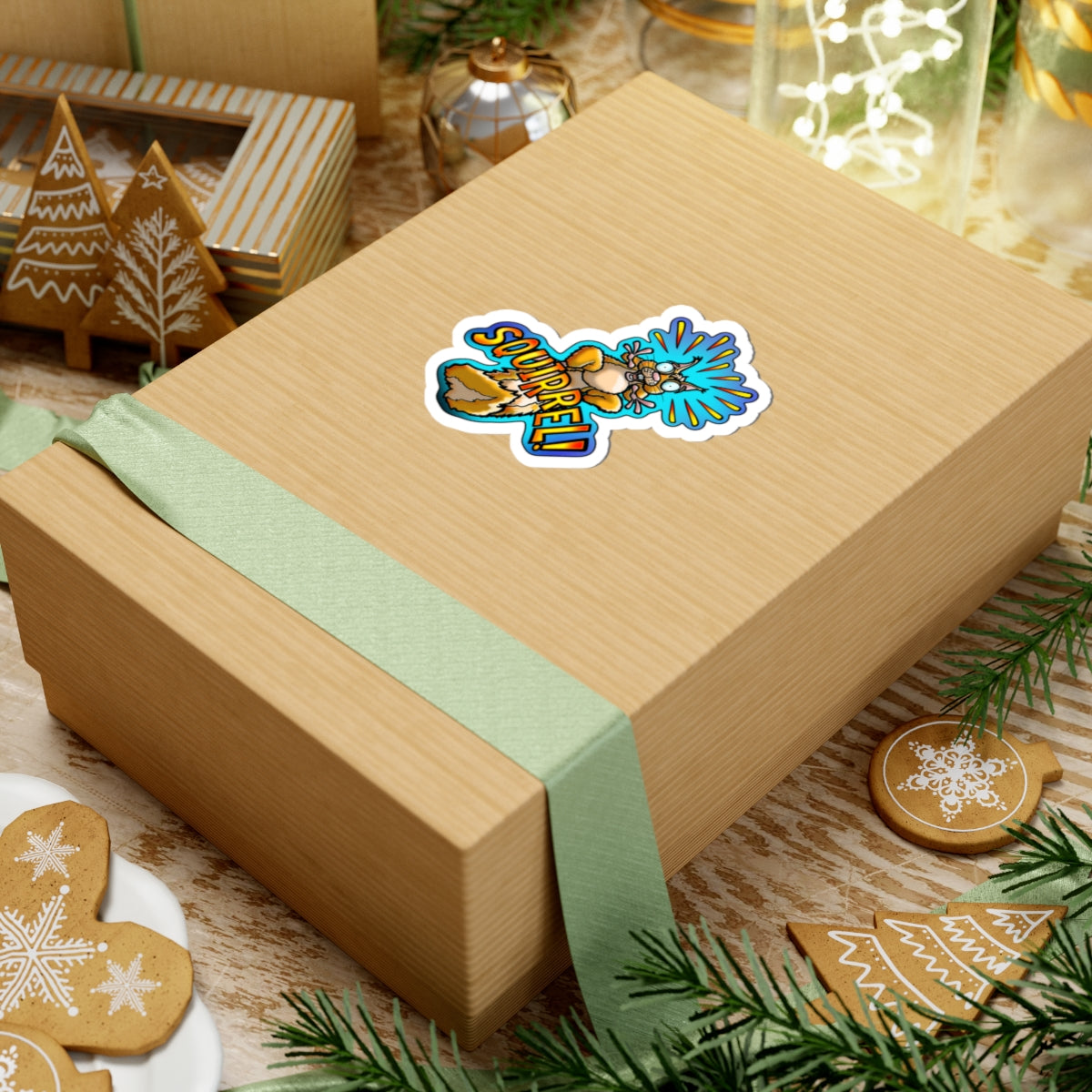 Squirrel! Cartoon Kiss-Cut Sticker — Funny Wildlife Decal