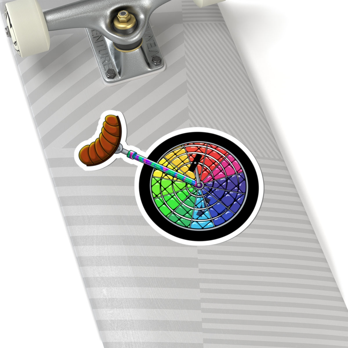 Color Wheel Unicycle Sticker — Rainbow Bike Wheel Kiss-Cut Sticker