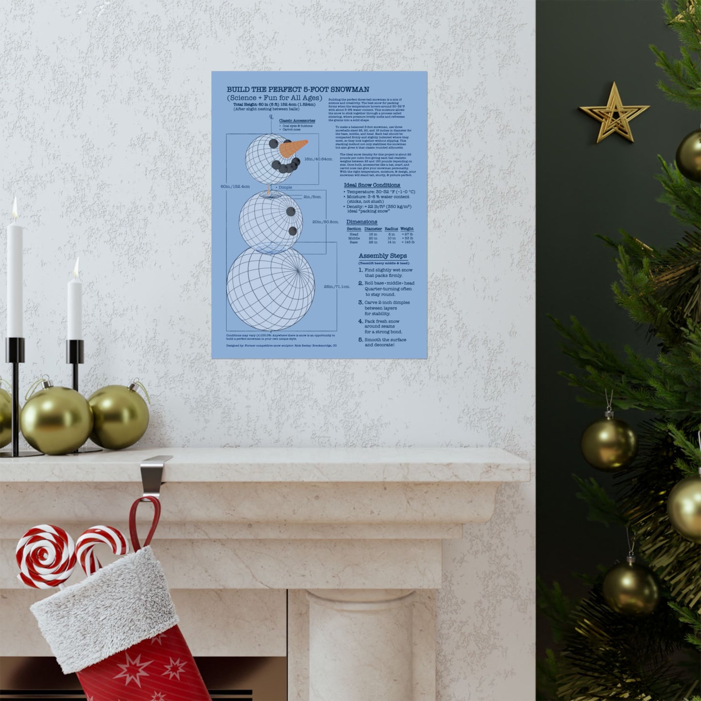 Snowman Building Guide Poster - Fun Science Decor for All Ages