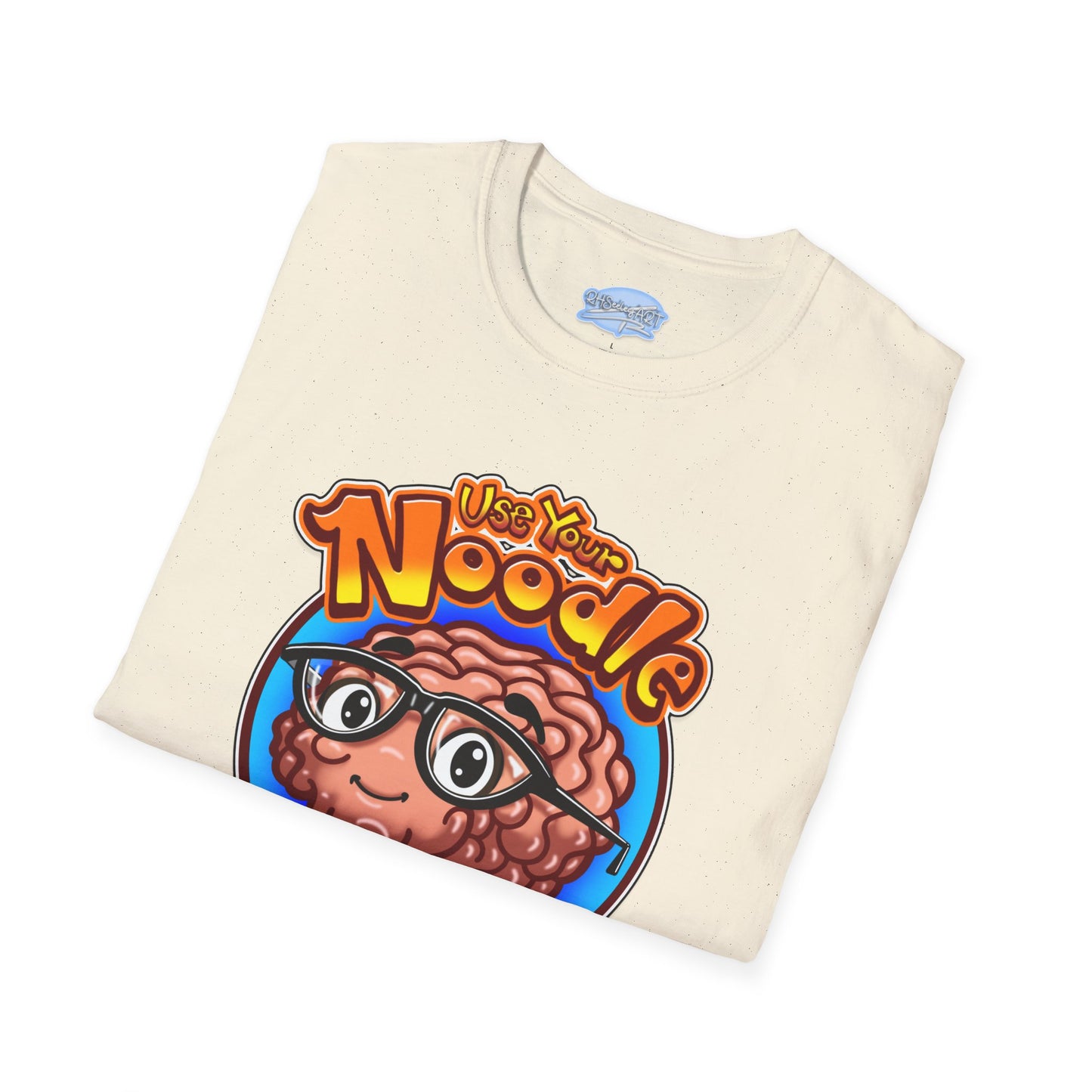 Funny Brain Cartoon T-Shirt — "Use Your Noodle Before You Google"