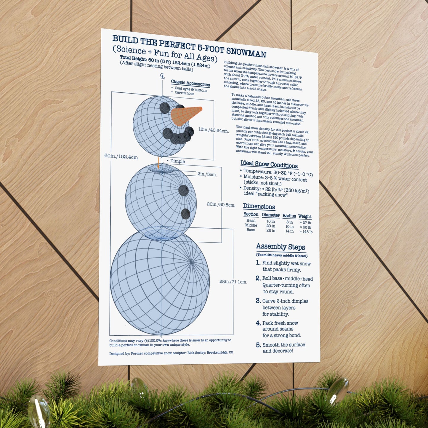 Snowman Building Guide Poster - Fun Science for All Ages