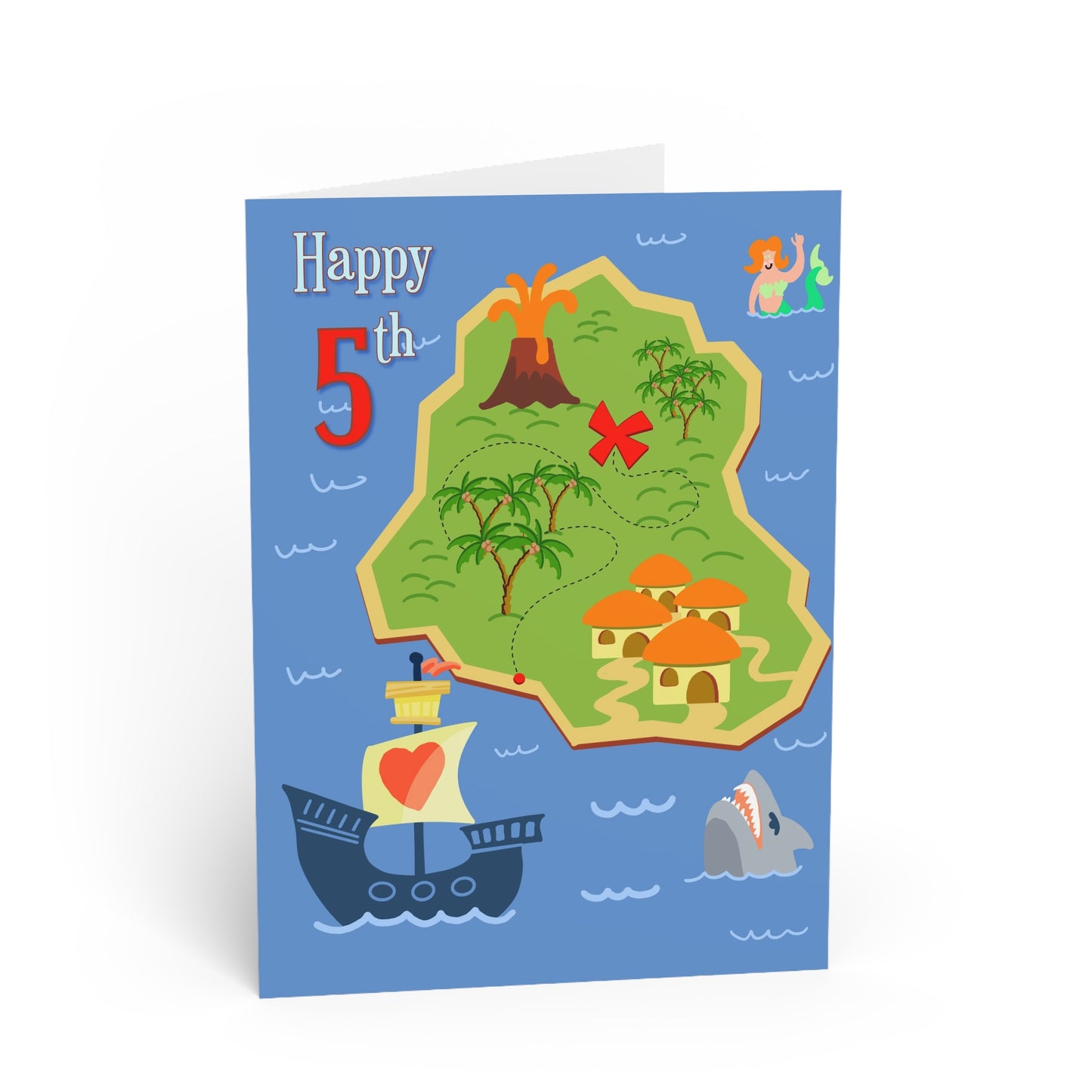 Colorful Adventure-Themed Greeting Cards for Kids' 5th Birthday