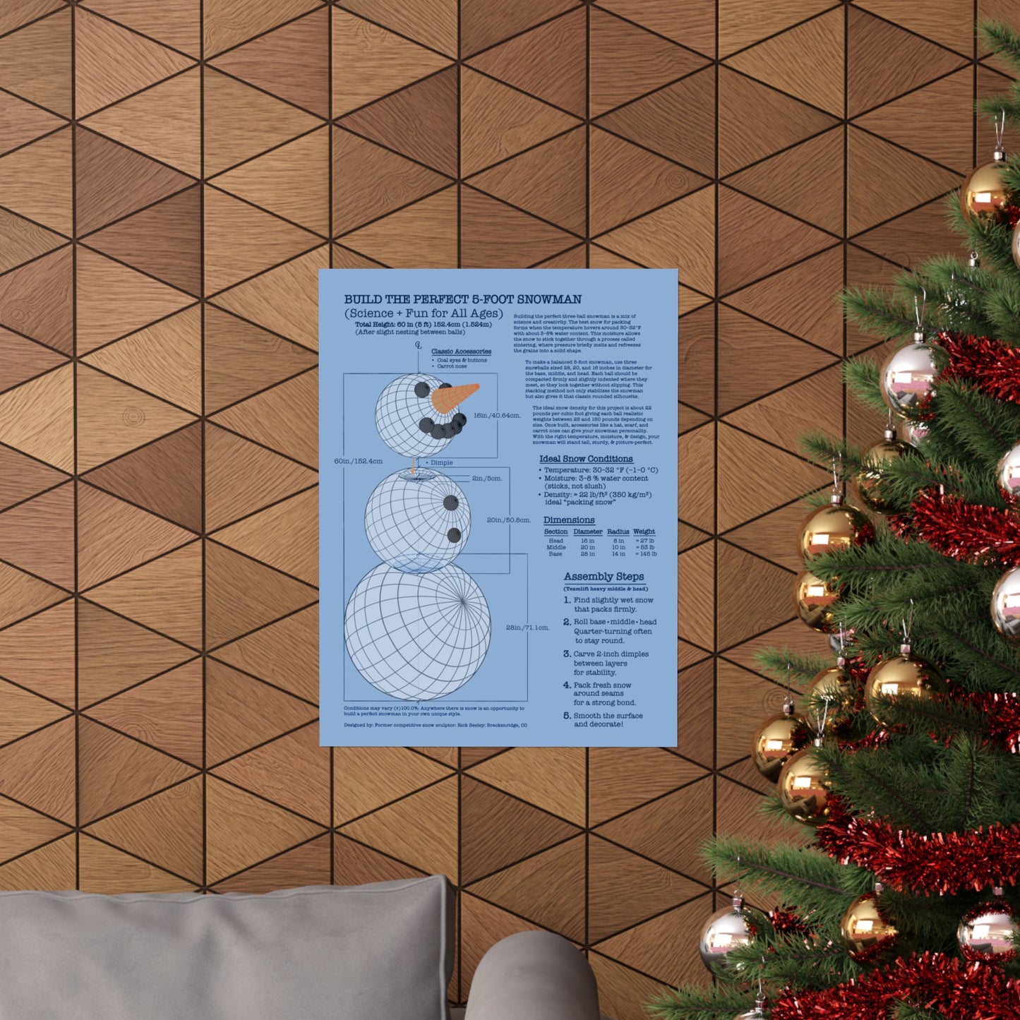 Snowman Building Guide Poster - Fun Science Decor for All Ages