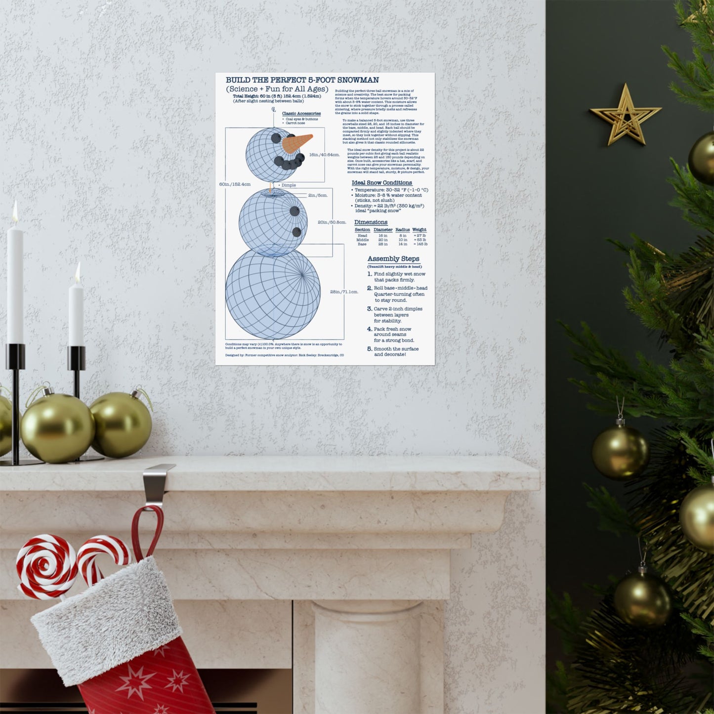 Snowman Building Guide Poster - Fun Science for All Ages