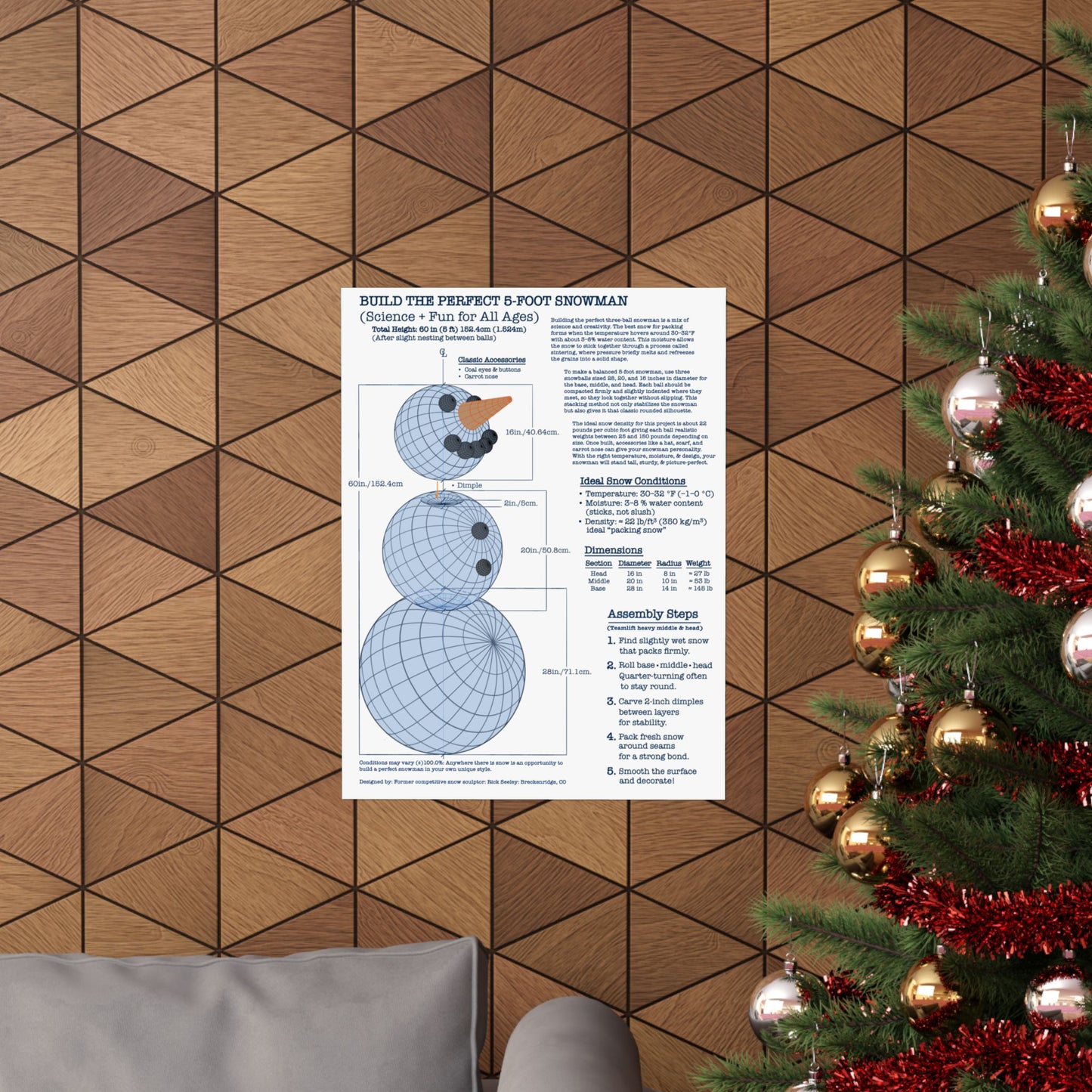 Snowman Building Guide Poster - Fun Science for All Ages