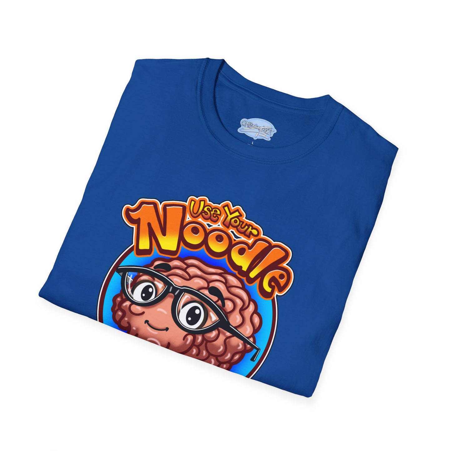 Funny Brain Cartoon T-Shirt — "Use Your Noodle Before You Google"