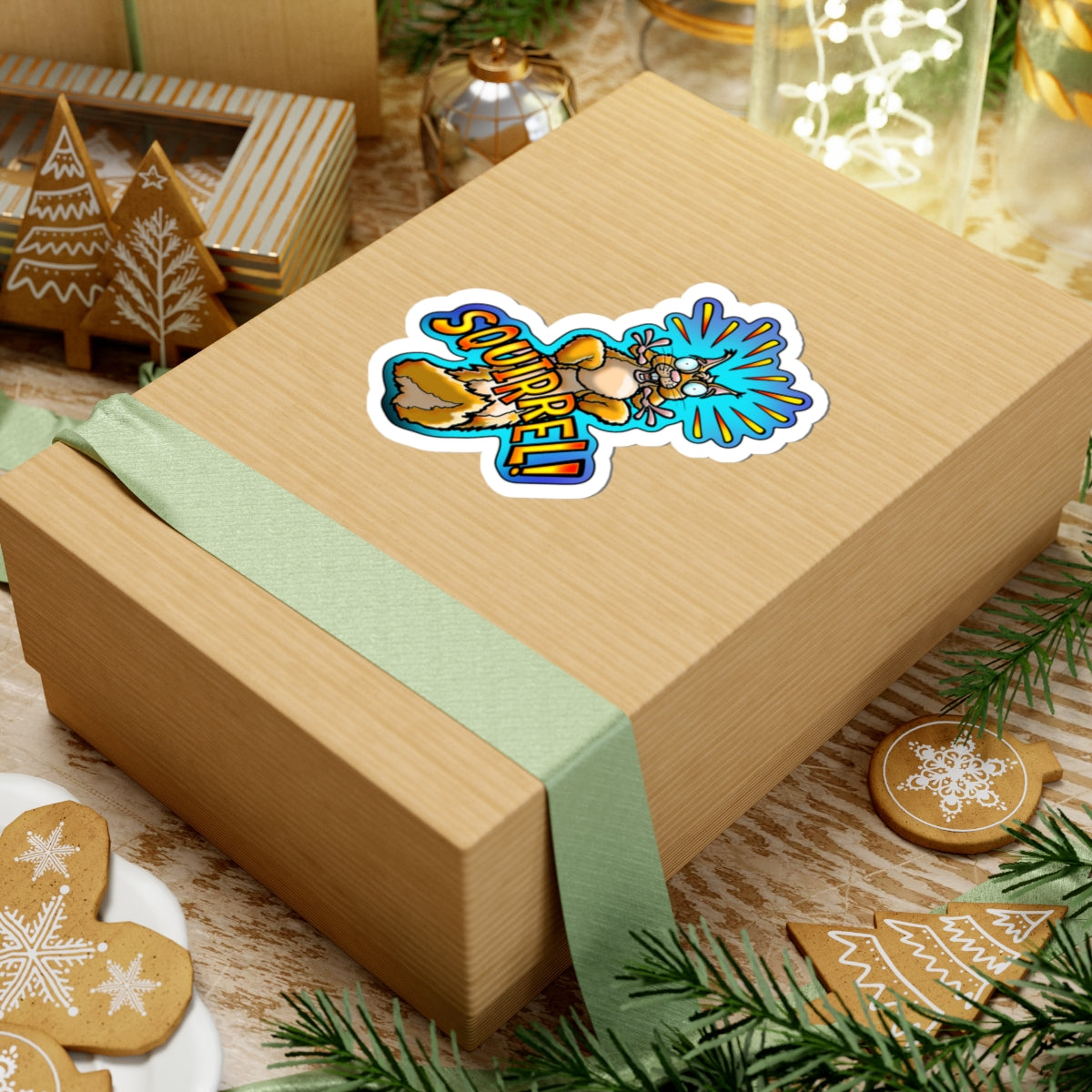Squirrel! Cartoon Kiss-Cut Sticker — Funny Wildlife Decal