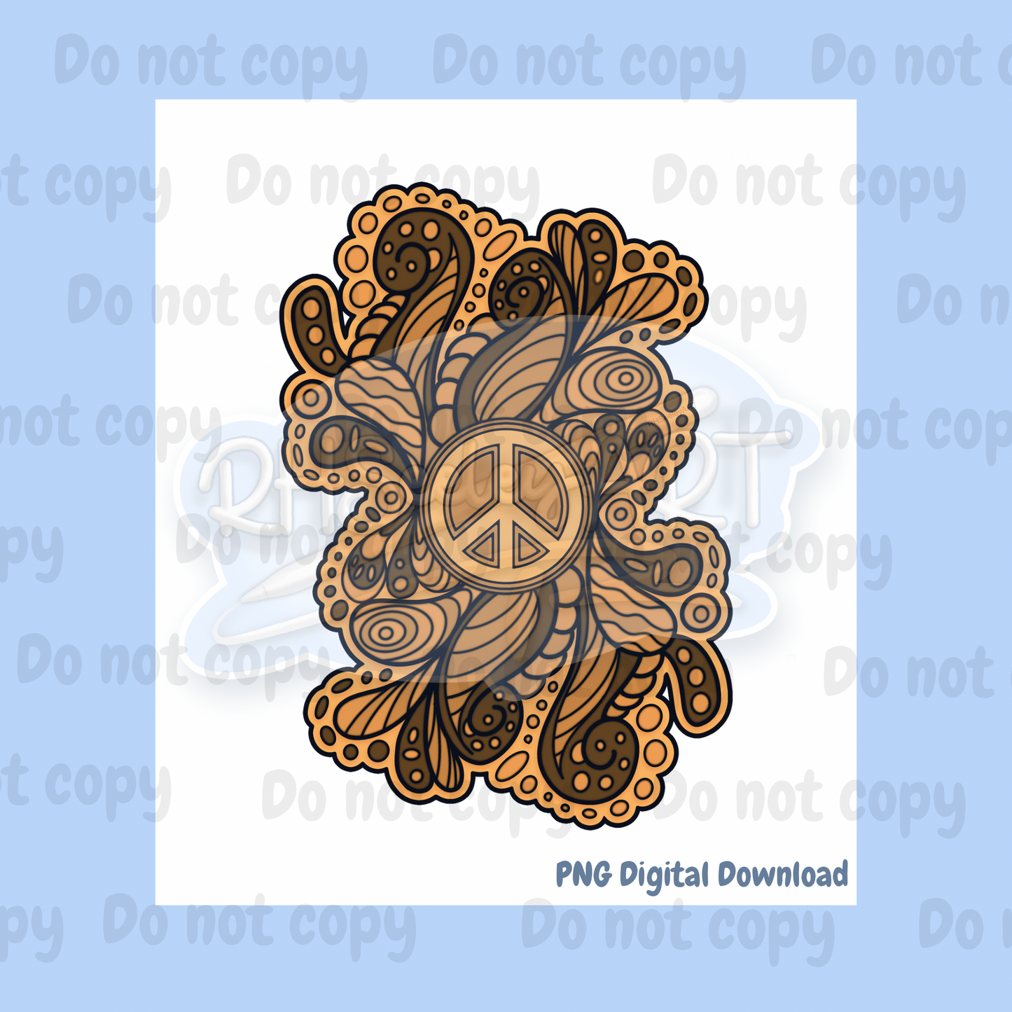 Brown peace sign paisley png