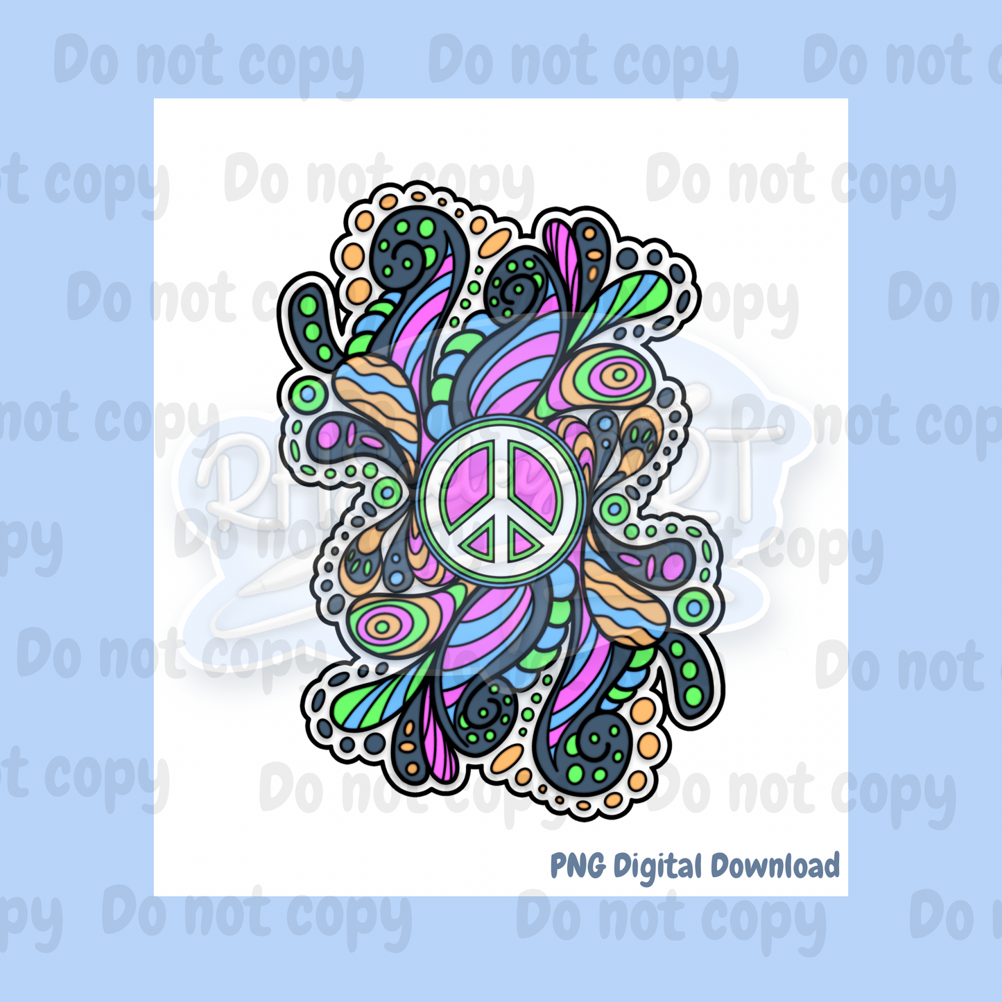 Colorful peace sign paisley png