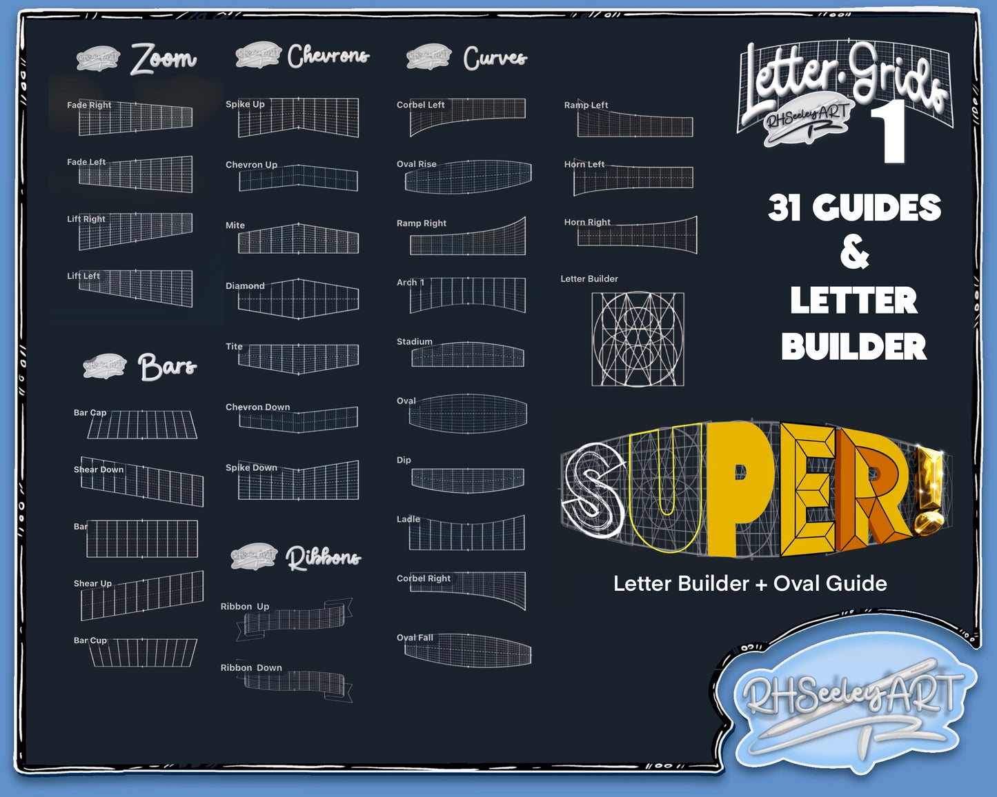 Letter Grids 1 - Procreate brush set