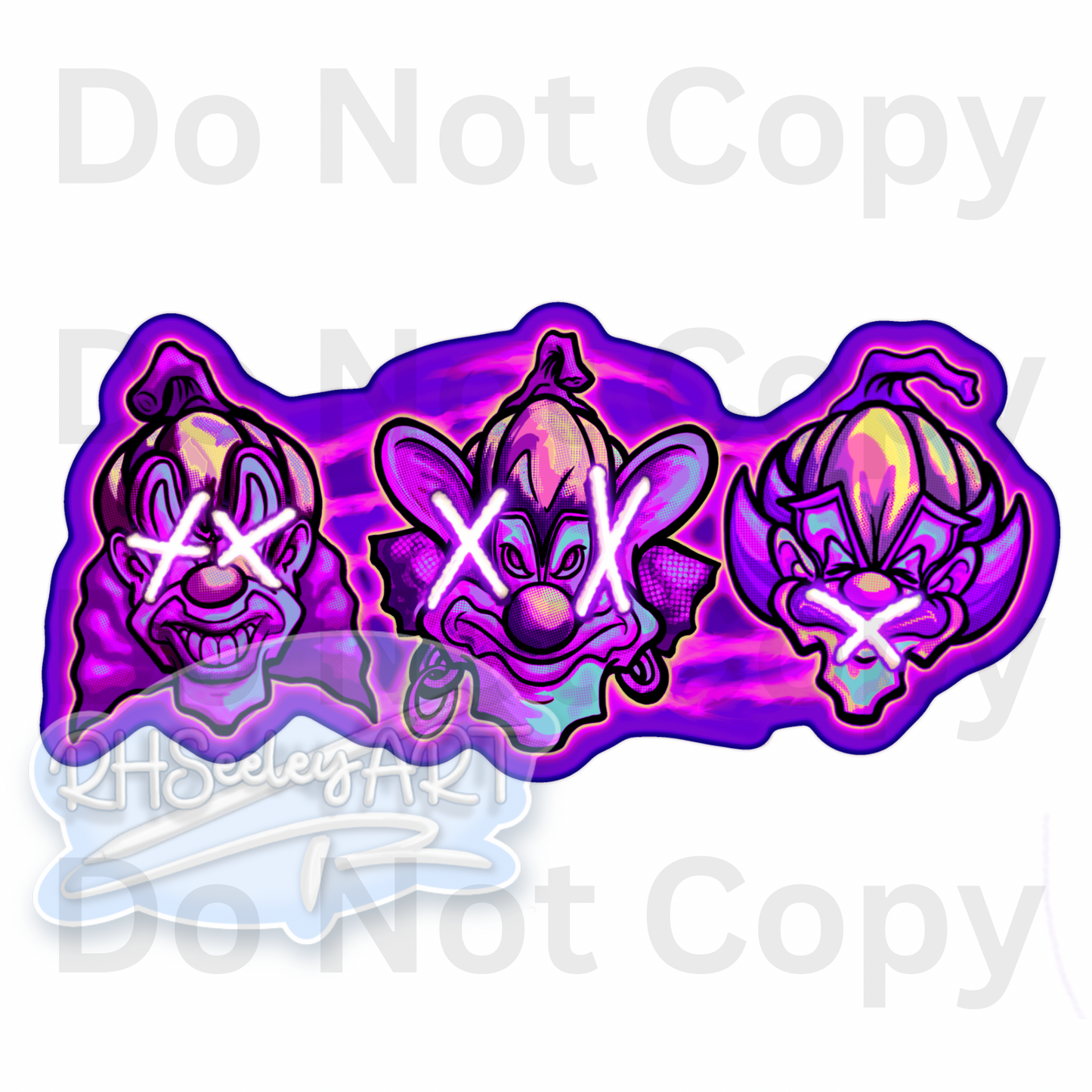 Neon Clown Trio PNG