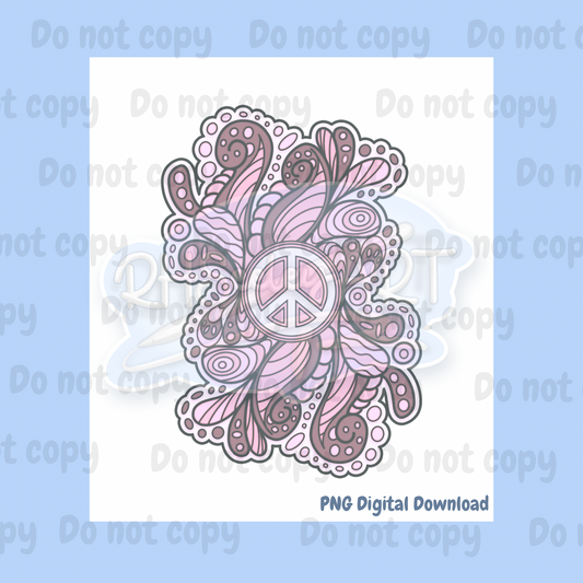 Pink peace sign paisley png