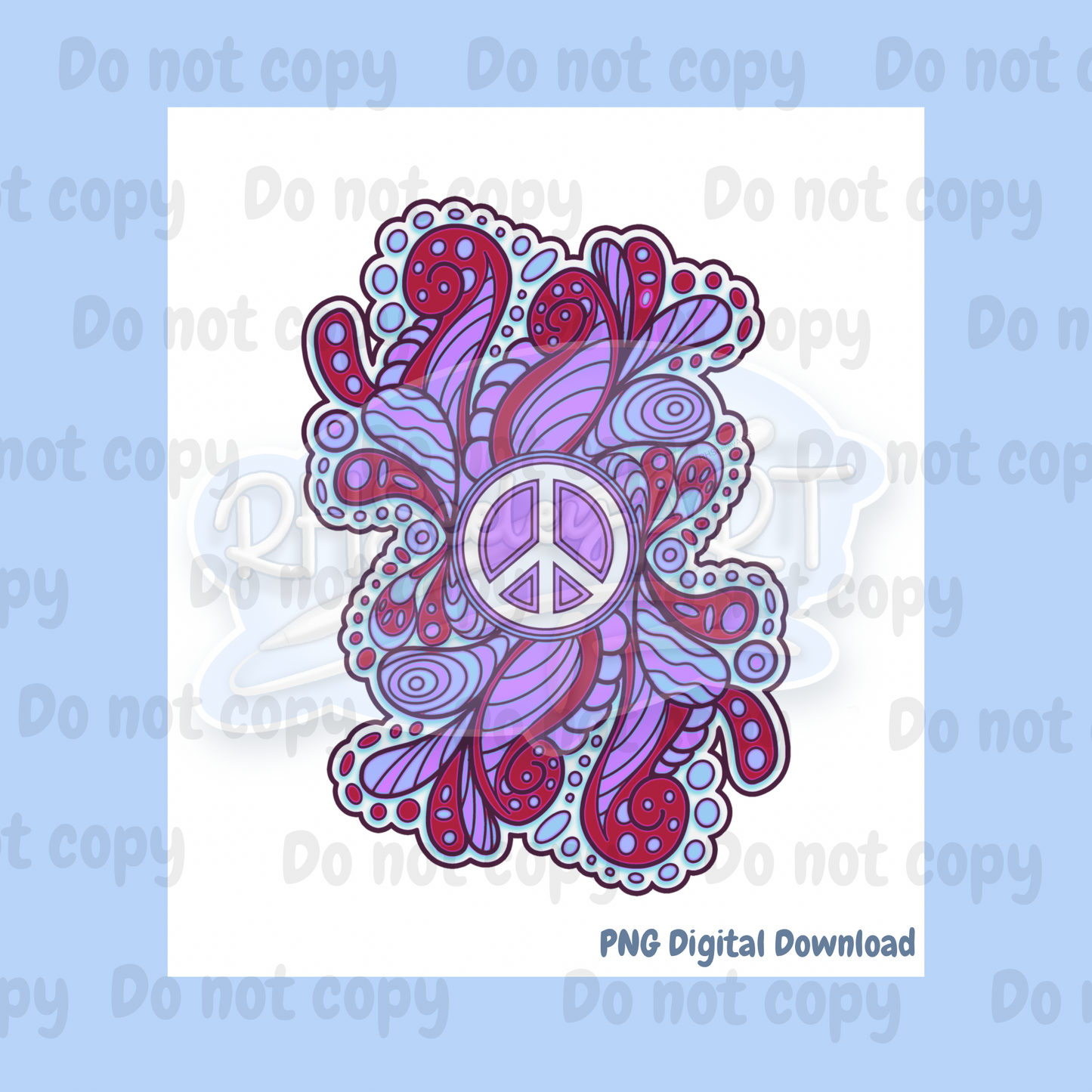 Purple & maroon peace sign paisley png