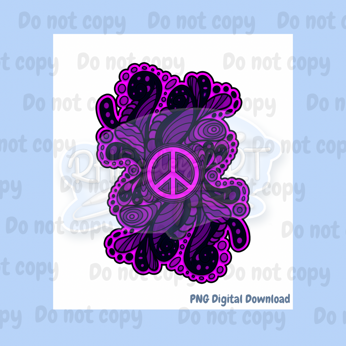 Purple peace sign paisley png