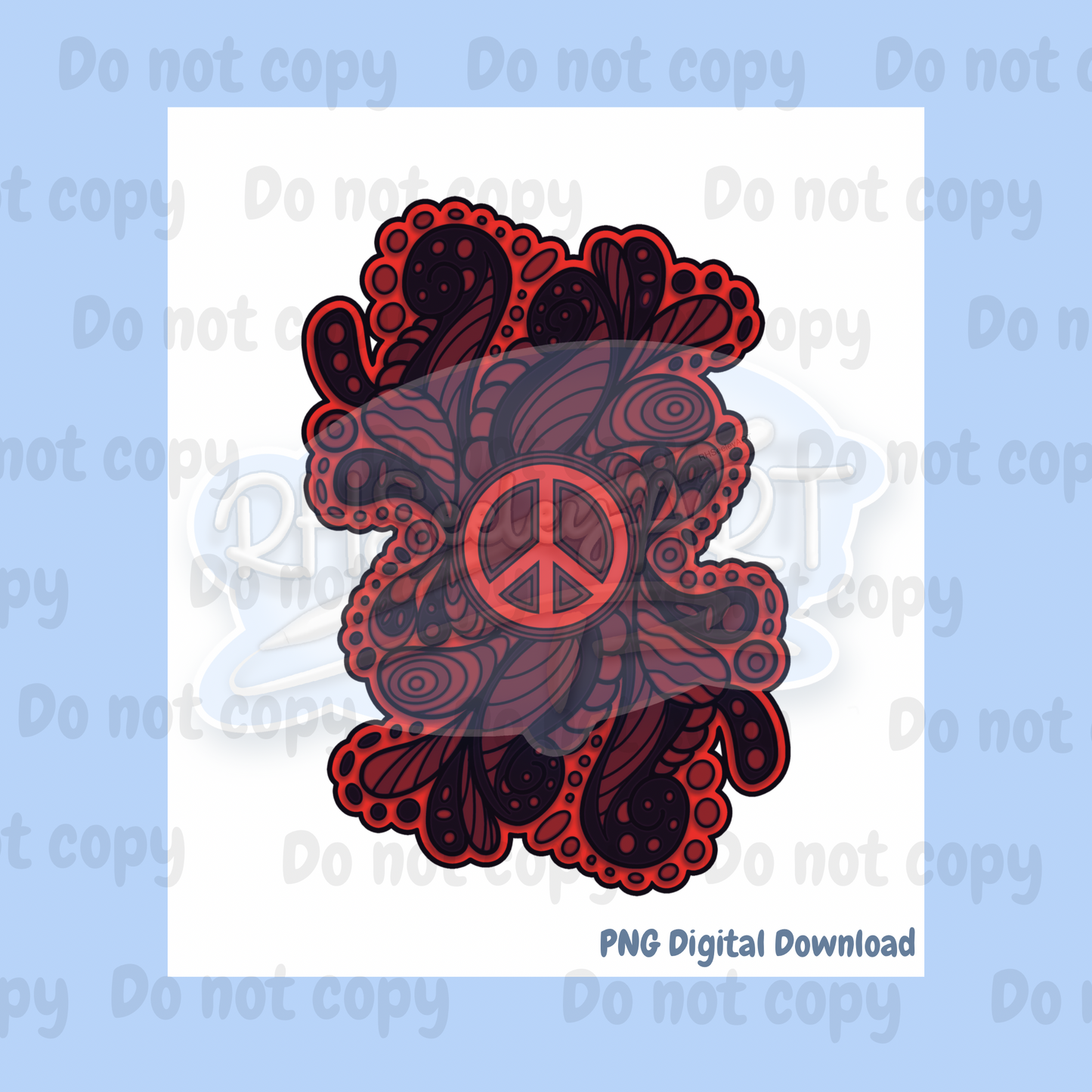 Red peace sign paisley png