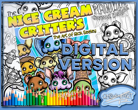 The Nice Cream Critters-Digital Coloring Book.